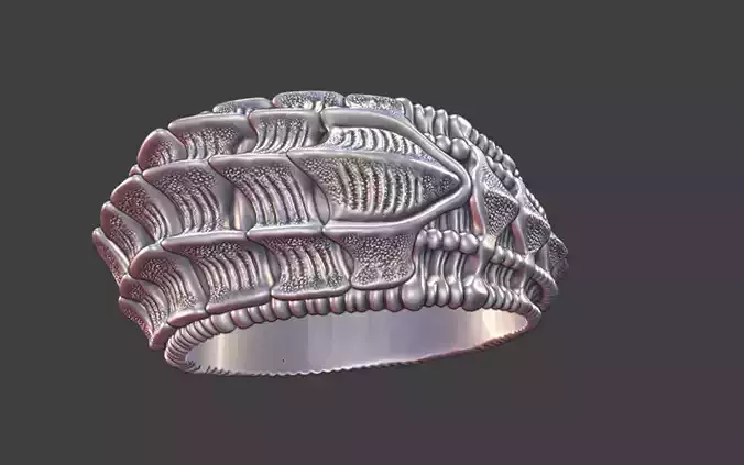 bioorganic giger style crocodile skin ring  v19