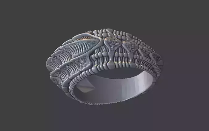 bioorganic giger style crocodile skin ring  v19