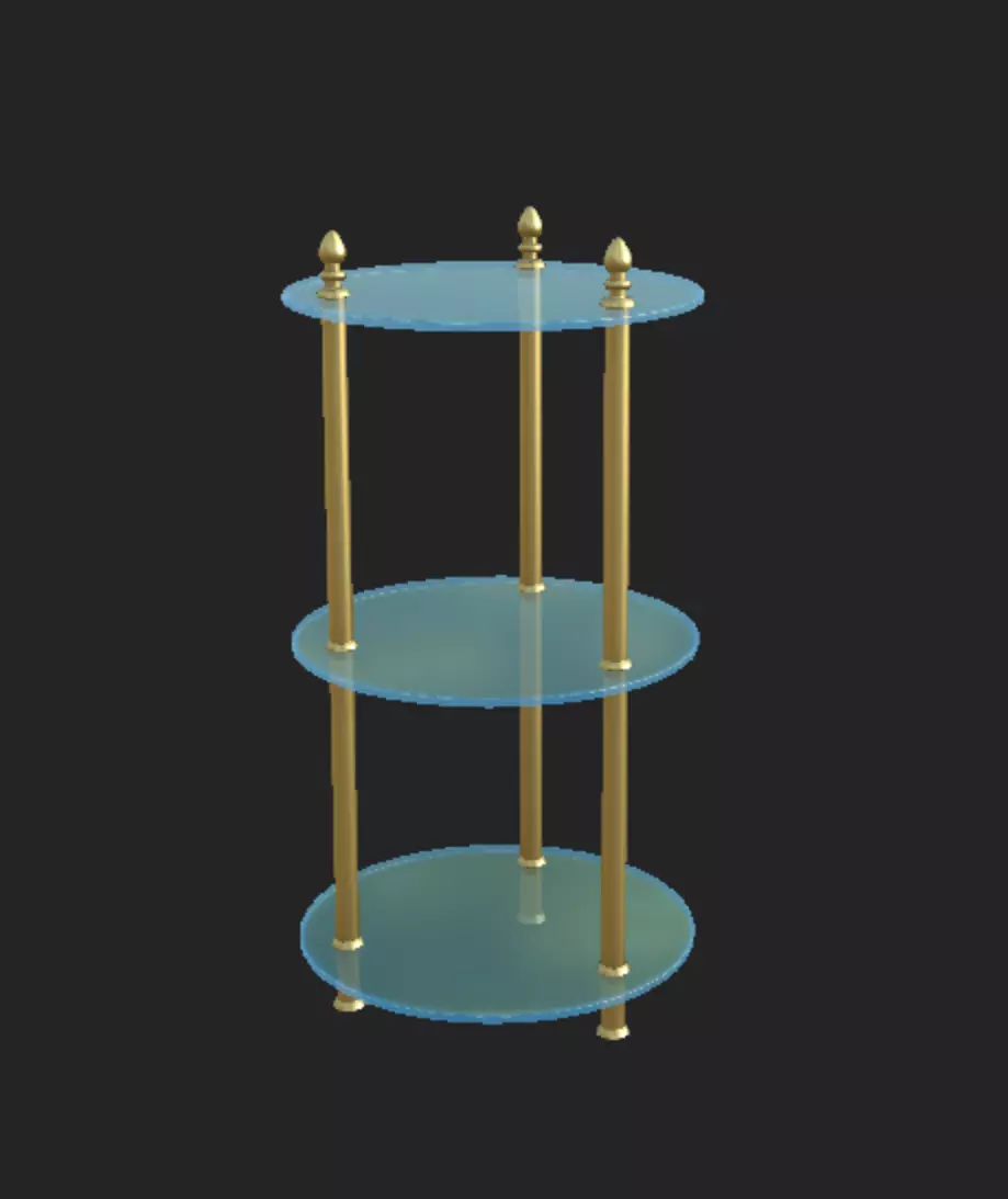 Glass Shelf Crystal and Bronze Free 3D model