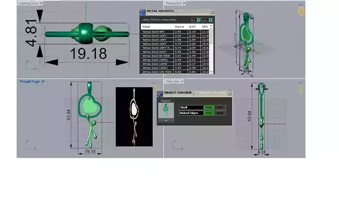 Gold stl 3dm Pendant A Heart Made of Love and Art gp0101