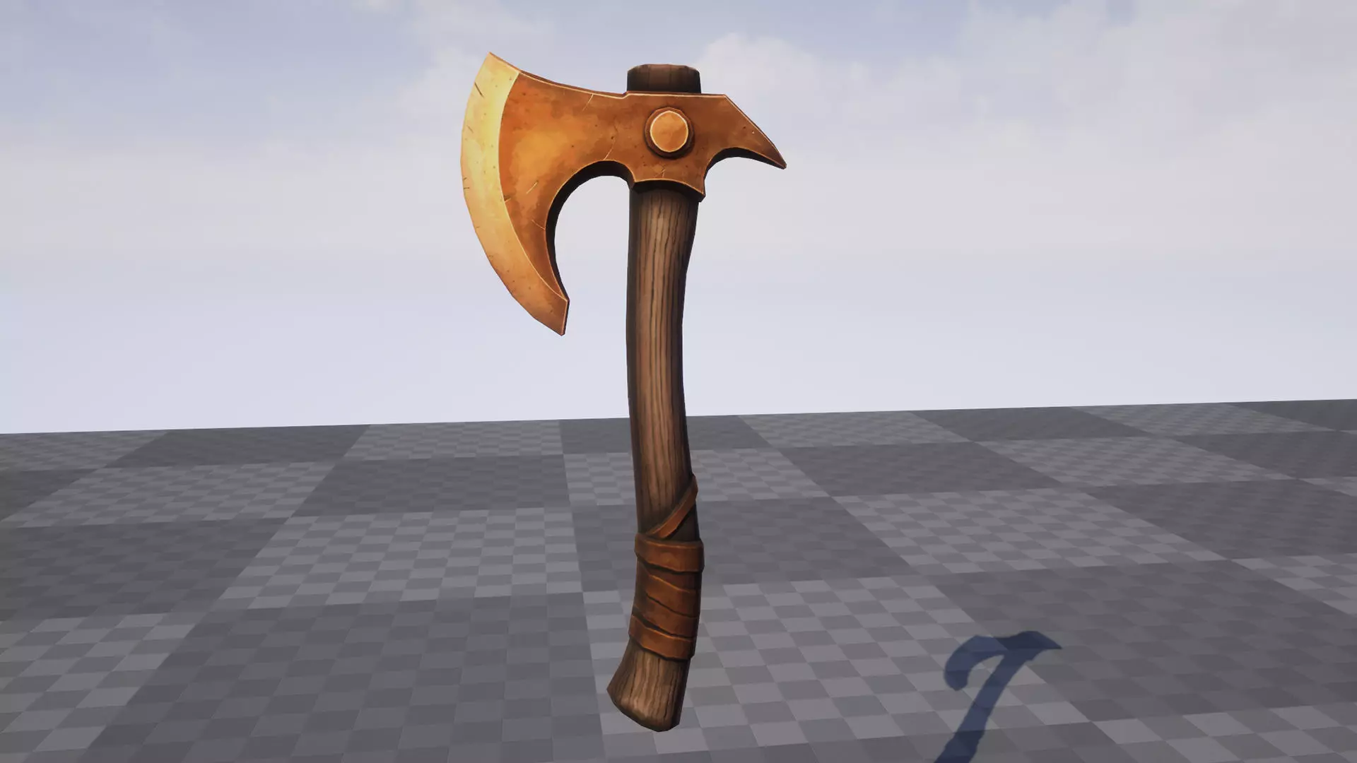 Copper Axe - Game Ready Weapon Low-poly 3D model_4