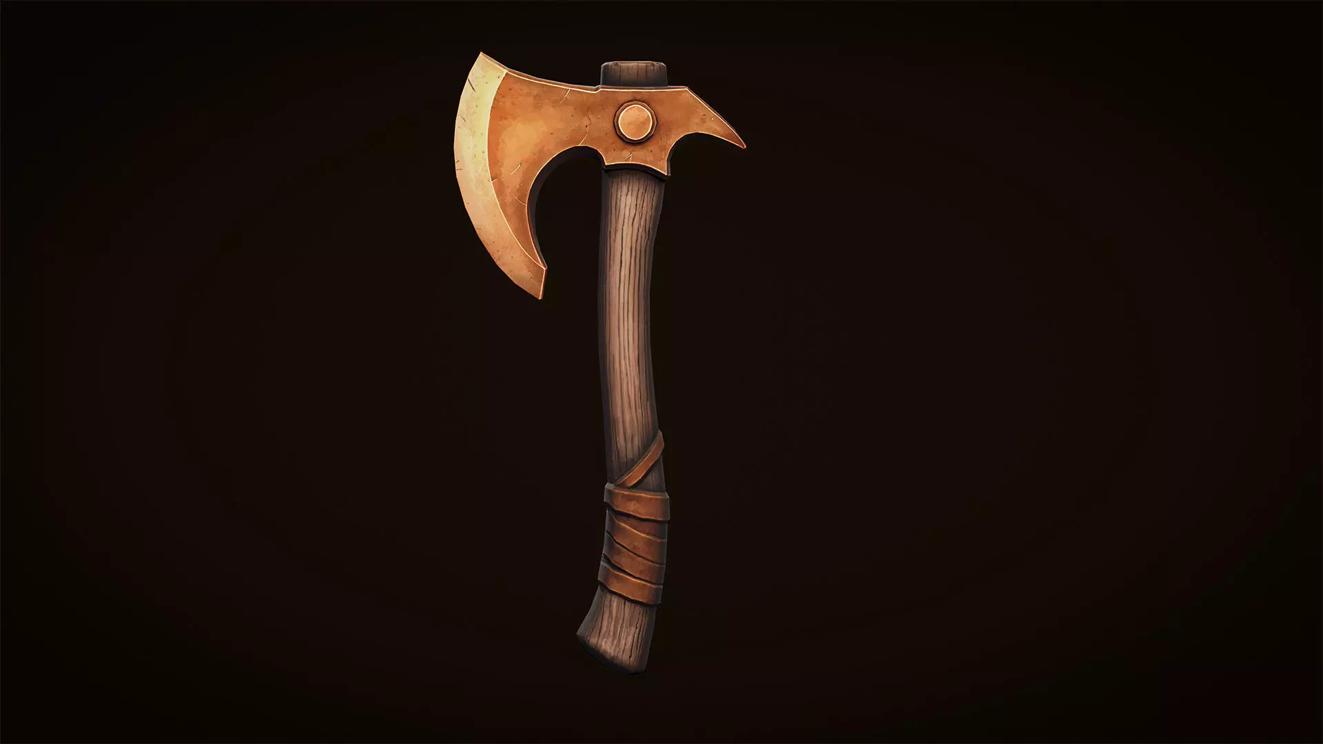 Copper Axe - Game Ready Weapon Low-poly 3D model_1