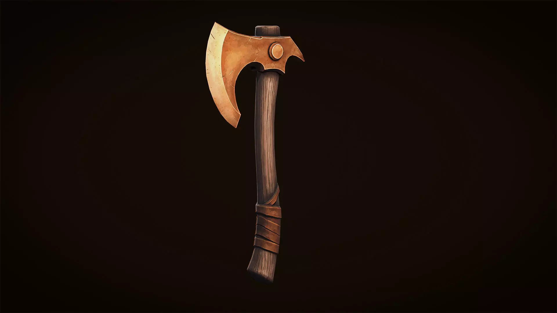 Copper Axe - Game Ready Weapon Low-poly 3D model_3
