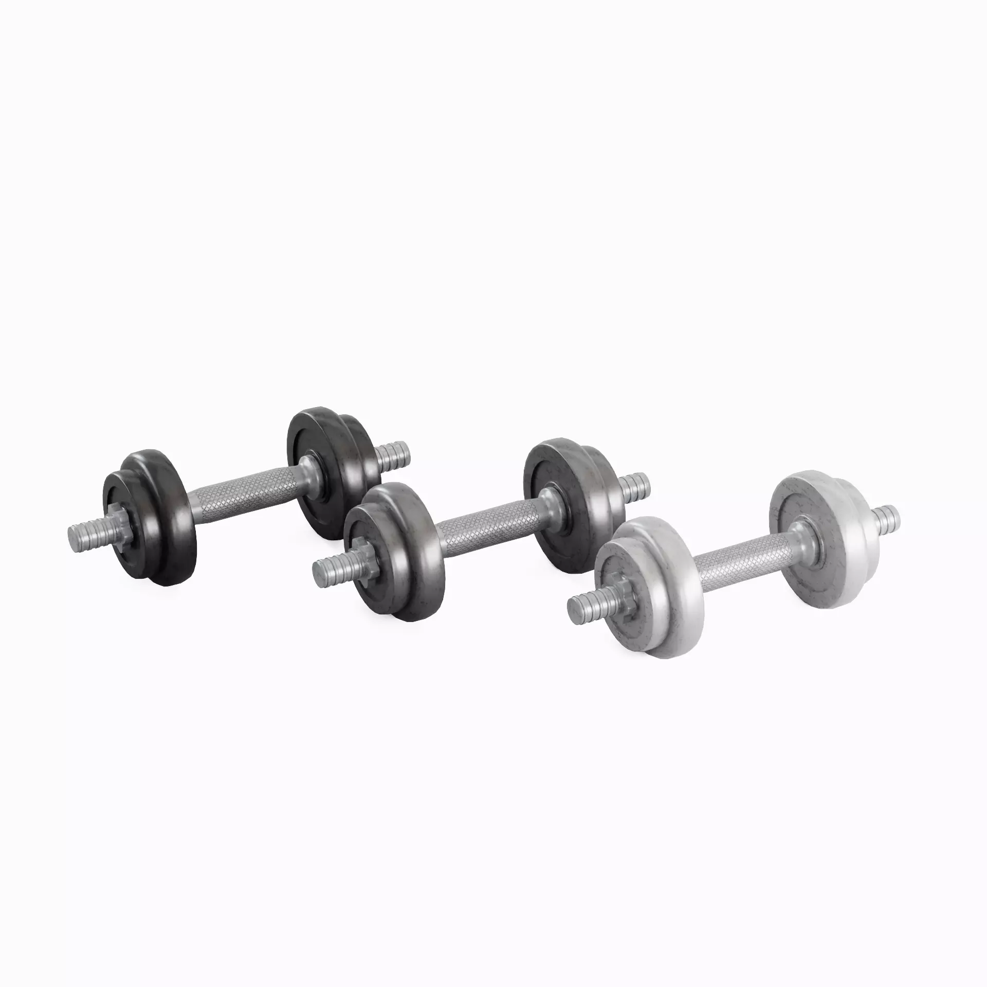 Metal Dumbbell Set Low-poly 3D model_0