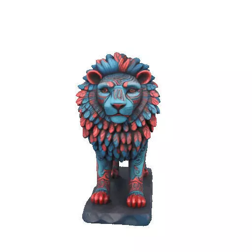 2294Laughing Lion with Majestic Mane Full Color Totem 3D print model_13