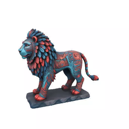 2294Laughing Lion with Majestic Mane Full Color Totem 3D print model_8