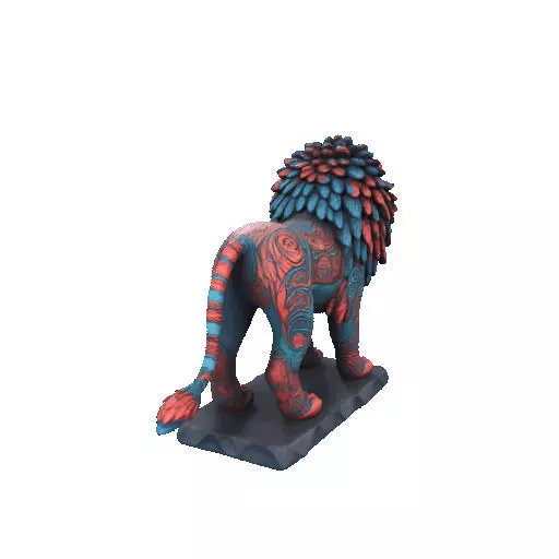 2294Laughing Lion with Majestic Mane Full Color Totem 3D print model_26