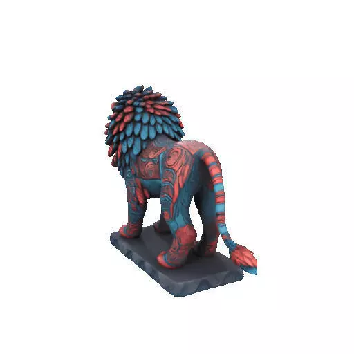 2294Laughing Lion with Majestic Mane Full Color Totem 3D print model_31