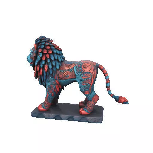 2294Laughing Lion with Majestic Mane Full Color Totem 3D print model_35