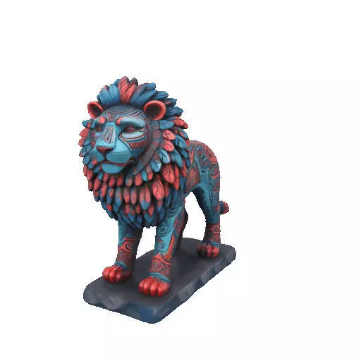 2294Laughing Lion with Majestic Mane Full Color Totem 3D print model_11