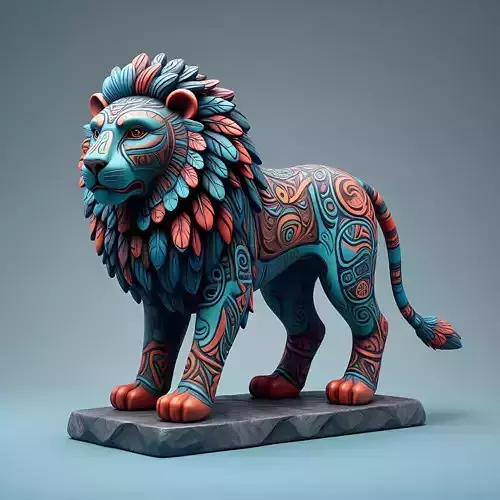 2294Laughing Lion with Majestic Mane  Full Color Totem
