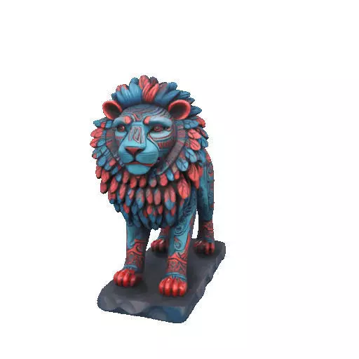 2294Laughing Lion with Majestic Mane Full Color Totem 3D print model_12