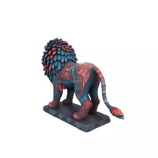 2294Laughing Lion with Majestic Mane Full Color Totem 3D print model_32