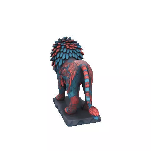 2294Laughing Lion with Majestic Mane Full Color Totem 3D print model_30