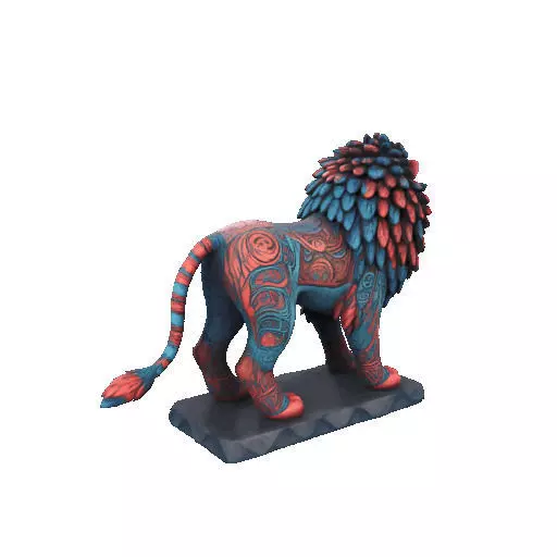 2294Laughing Lion with Majestic Mane Full Color Totem 3D print model_24