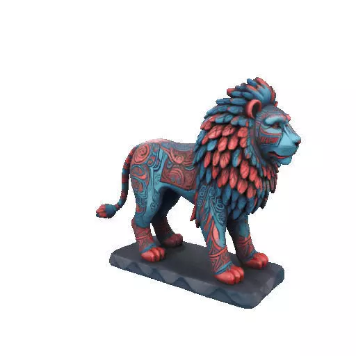 2294Laughing Lion with Majestic Mane Full Color Totem 3D print model_18
