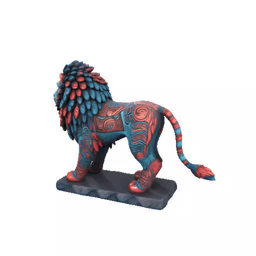 2294Laughing Lion with Majestic Mane Full Color Totem 3D print model_34