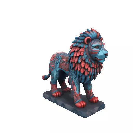 2294Laughing Lion with Majestic Mane Full Color Totem 3D print model_17