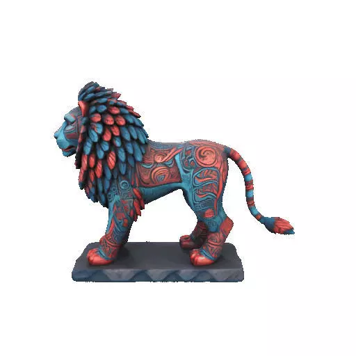 2294Laughing Lion with Majestic Mane Full Color Totem 3D print model_6