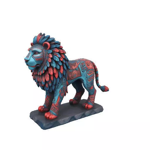2294Laughing Lion with Majestic Mane Full Color Totem 3D print model_9