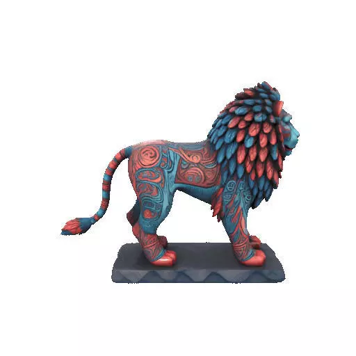 2294Laughing Lion with Majestic Mane Full Color Totem 3D print model_21