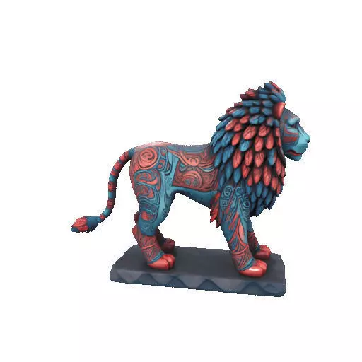 2294Laughing Lion with Majestic Mane Full Color Totem 3D print model_20