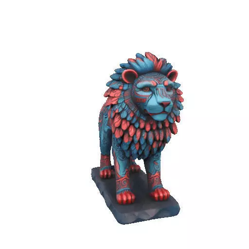 2294Laughing Lion with Majestic Mane Full Color Totem 3D print model_15
