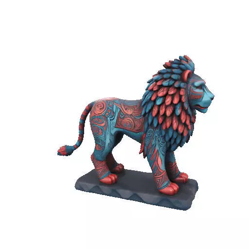 2294Laughing Lion with Majestic Mane Full Color Totem 3D print model_19