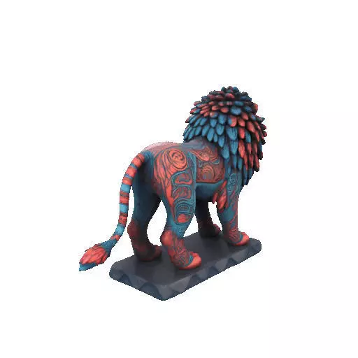 2294Laughing Lion with Majestic Mane Full Color Totem 3D print model_25