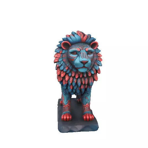 2294Laughing Lion with Majestic Mane Full Color Totem 3D print model_14