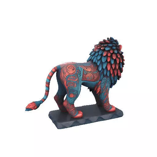 2294Laughing Lion with Majestic Mane Full Color Totem 3D print model_23