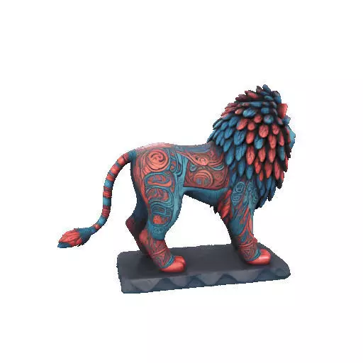 2294Laughing Lion with Majestic Mane Full Color Totem 3D print model_22