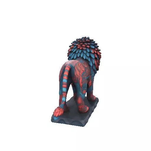 2294Laughing Lion with Majestic Mane Full Color Totem 3D print model_27