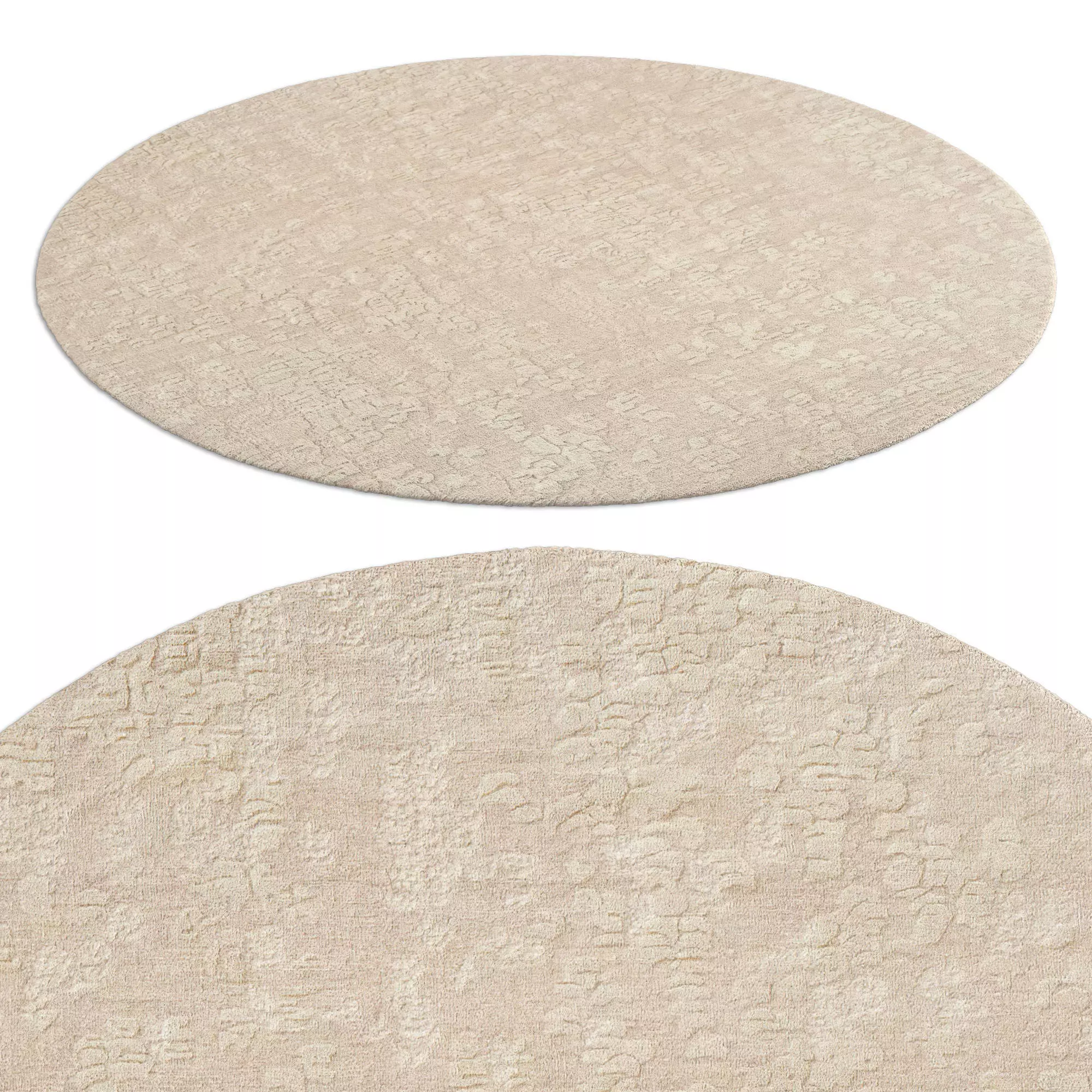 Chana Wool Rug Sand round 3D model_0