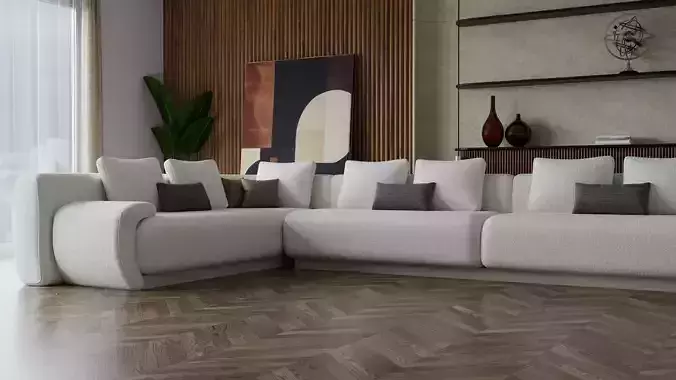 Contemporary U Shaped Sectional Sofa with Textured Fabric