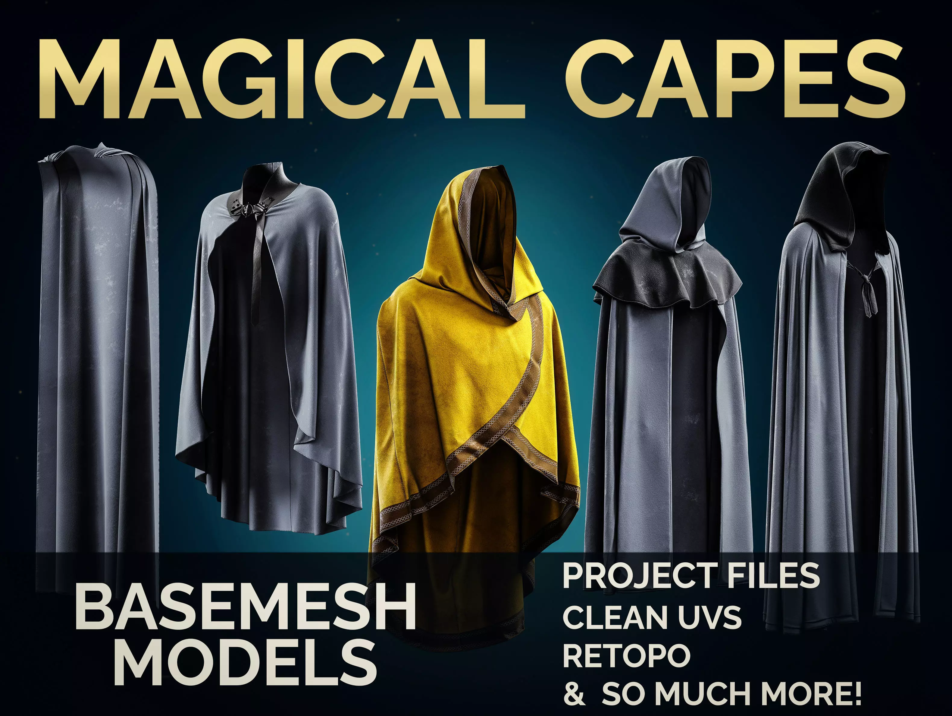 12 Cape And Cloak Basemesh Models Vol 02 3D model