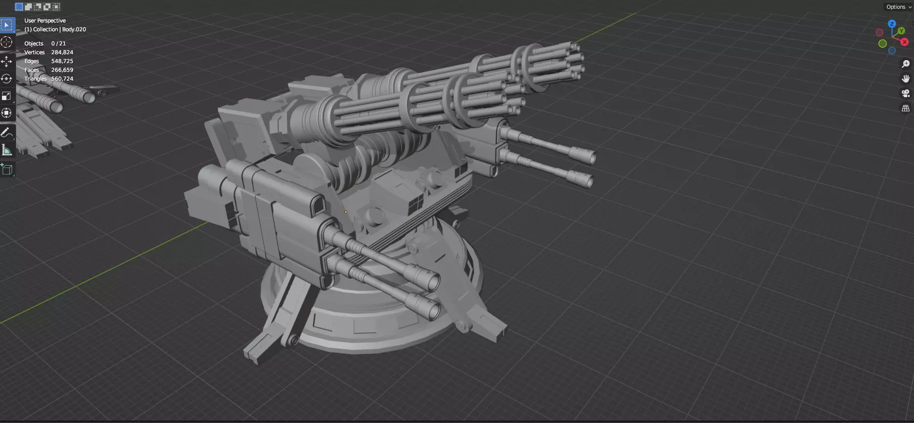 Turret and AA Gun Defense Pack - 1  - 10 Props - Untextured 3D model_37