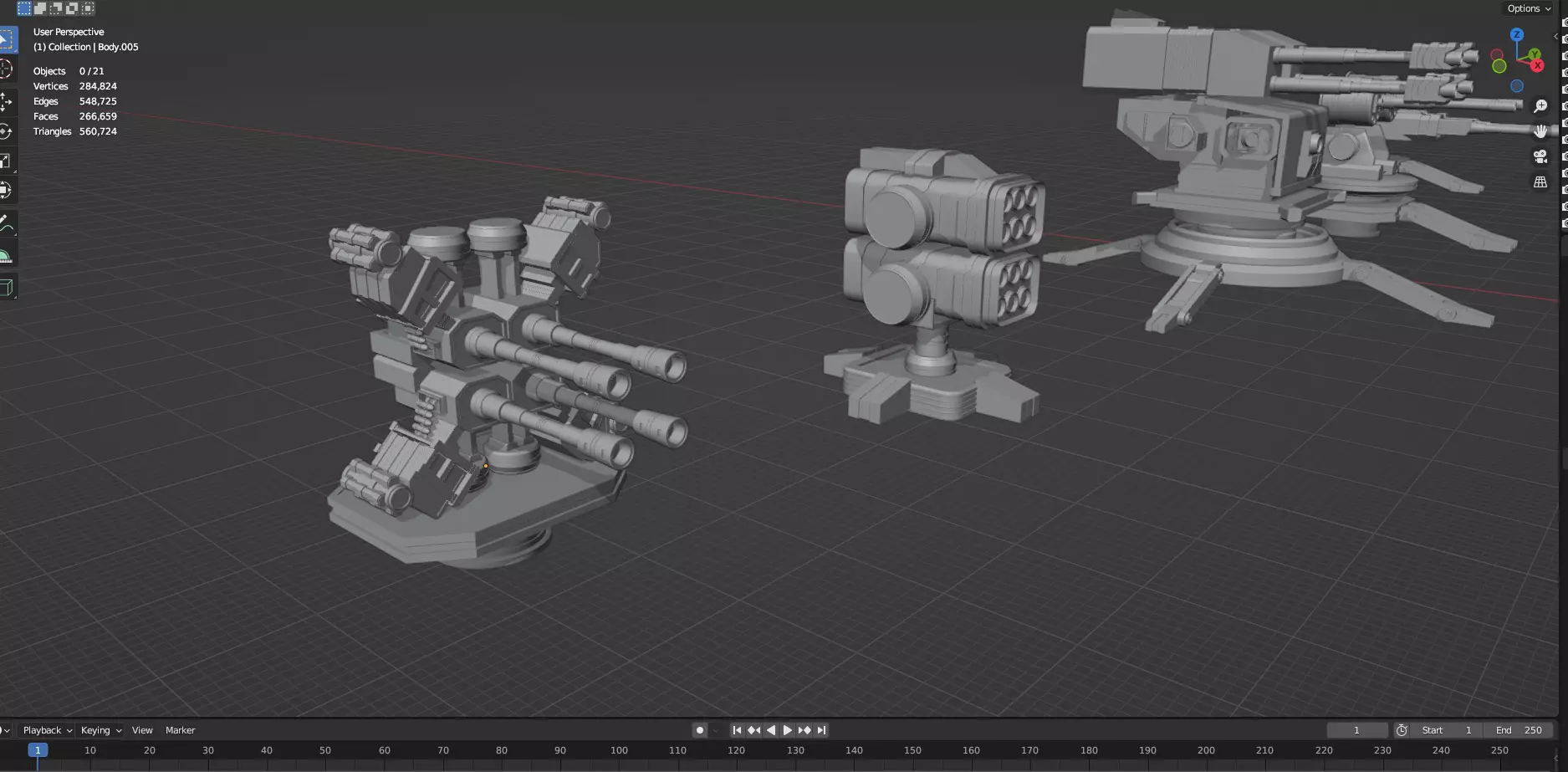 Turret and AA Gun Defense Pack - 1  - 10 Props - Untextured 3D model_29