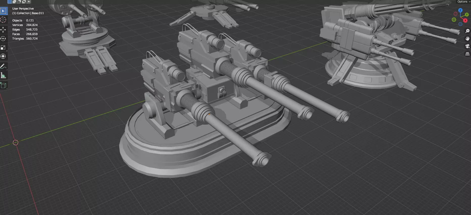 Turret and AA Gun Defense Pack - 1  - 10 Props - Untextured 3D model_36