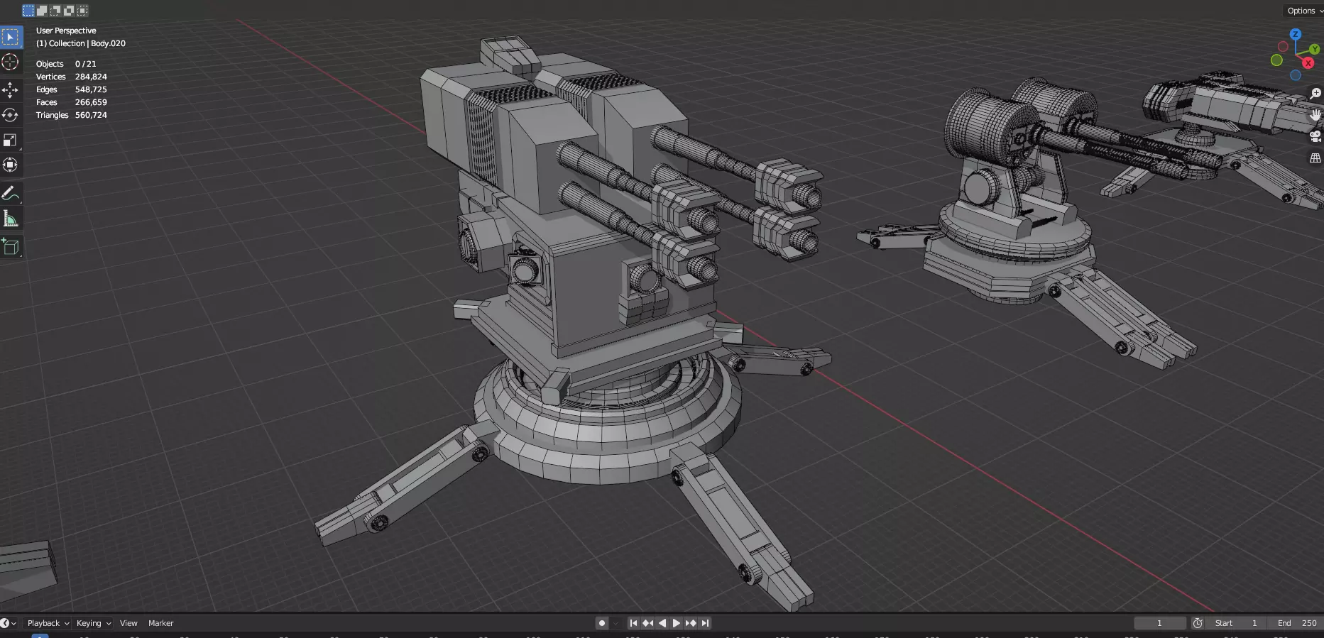 Turret and AA Gun Defense Pack - 1  - 10 Props - Untextured 3D model_14