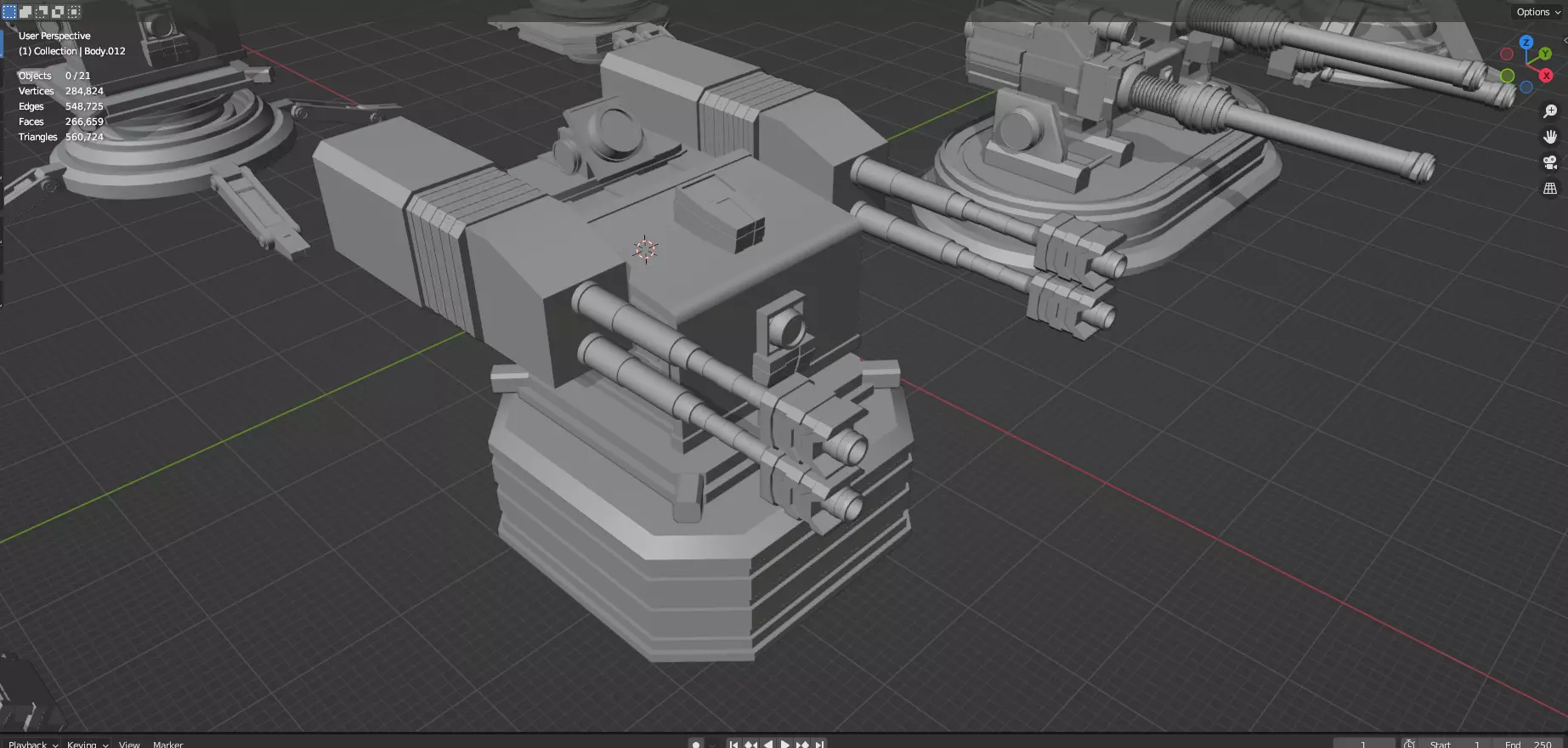 Turret and AA Gun Defense Pack - 1  - 10 Props - Untextured 3D model_35
