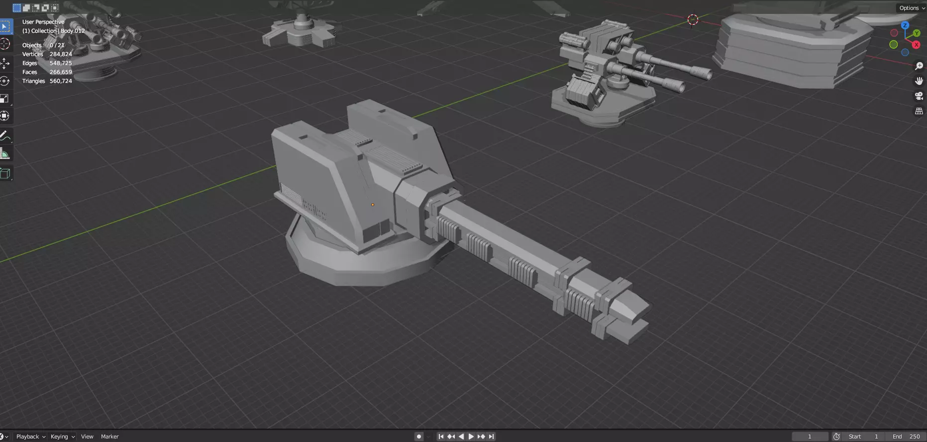 Turret and AA Gun Defense Pack - 1  - 10 Props - Untextured 3D model_33