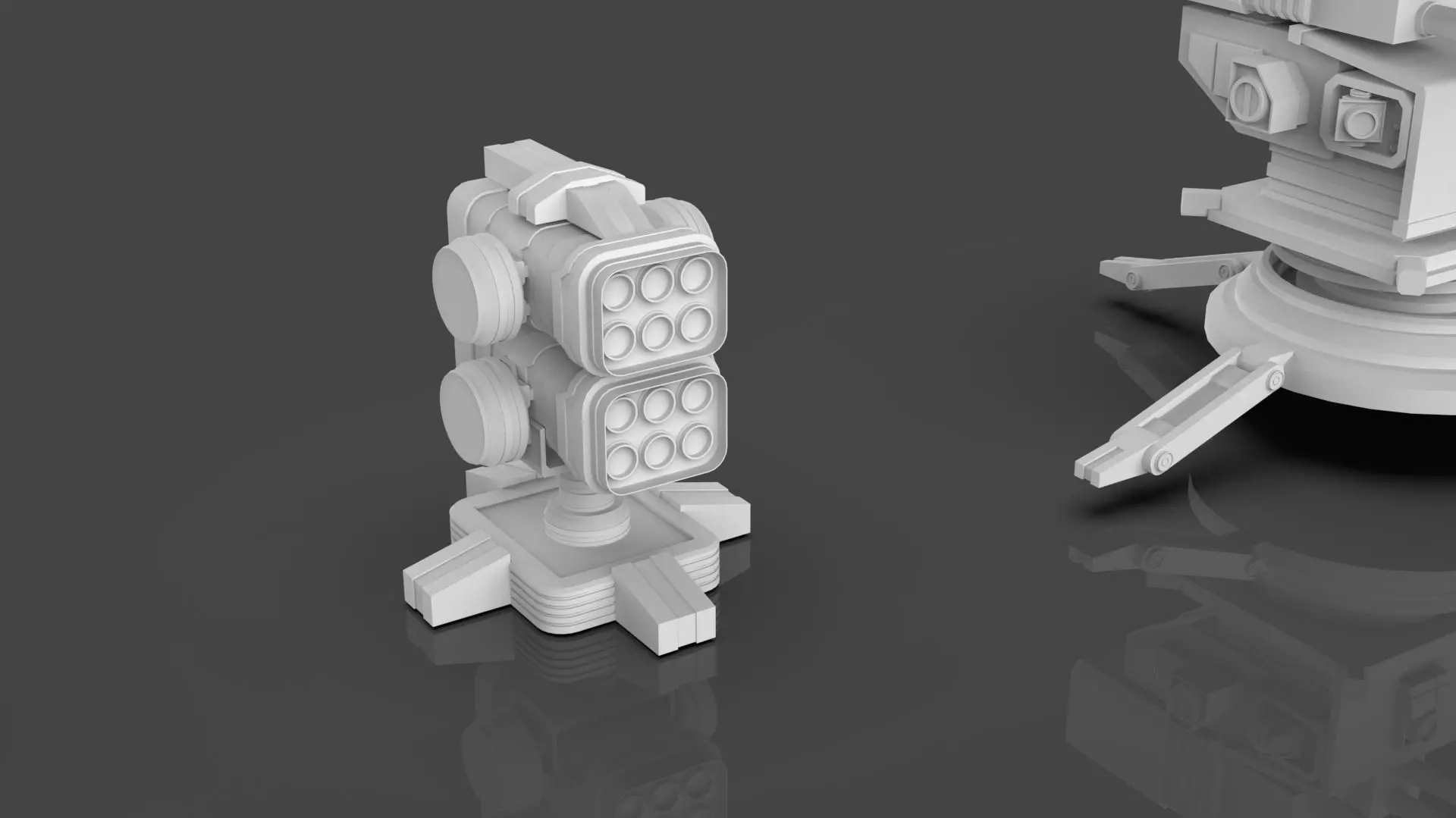 Turret and AA Gun Defense Pack - 1  - 10 Props - Untextured 3D model_9