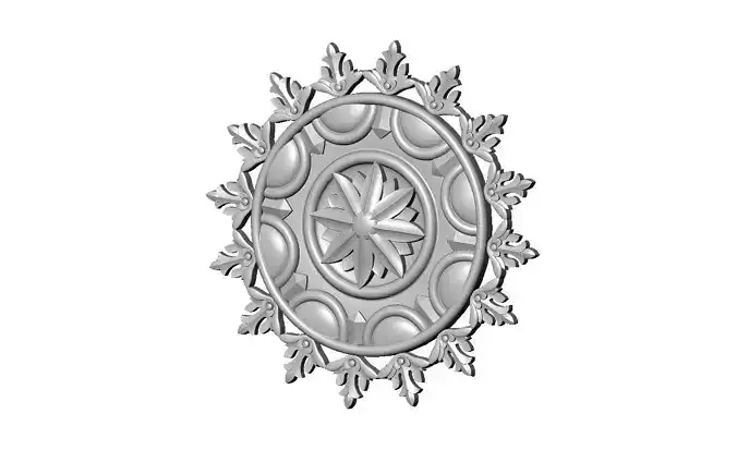 Faceted floral leaf halo rosette carving molding relief onlay 3D print model