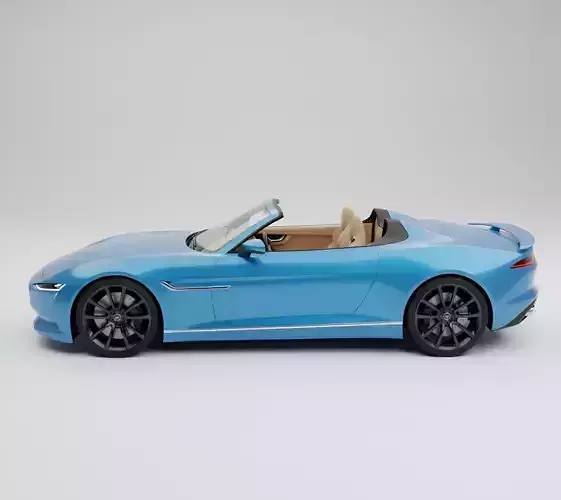 Futuristic Electric Convertible Low-poly 3D model 7