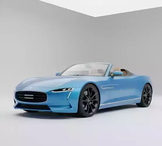 Futuristic Electric Convertible Low-poly 3D model 4