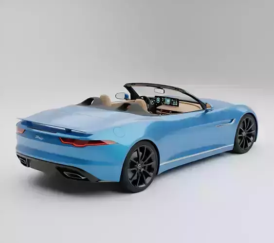 Futuristic Electric Convertible Low-poly 3D model 2