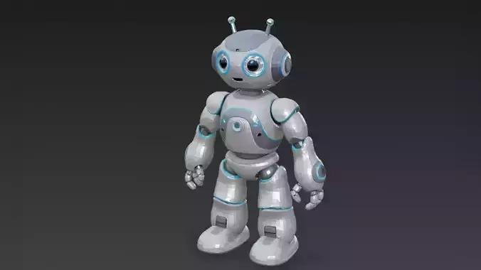 Childlike Humanoid Robot with Antennas PBR 3D Model