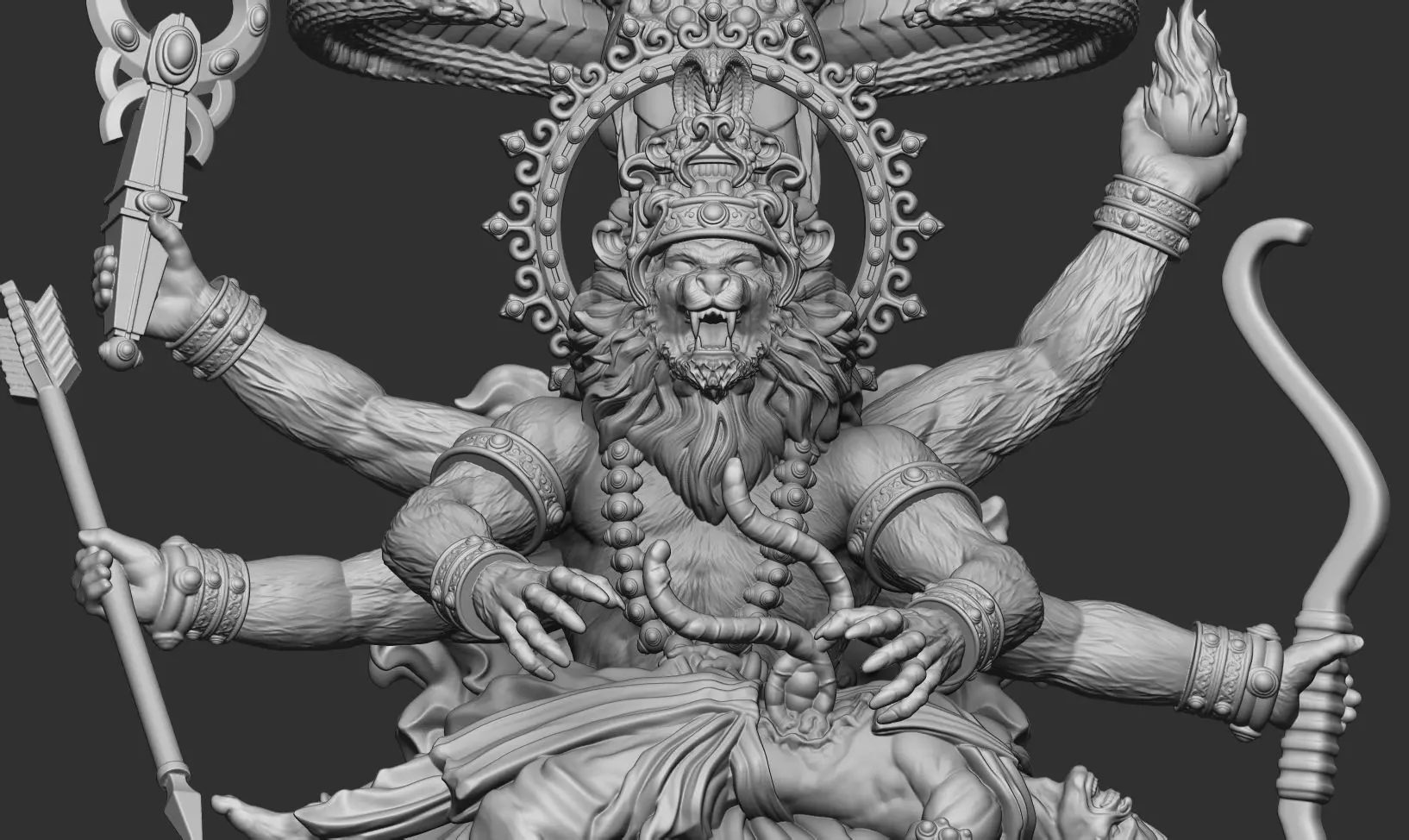 Narasimha hindu god idol 3d printable model 3D print model_7