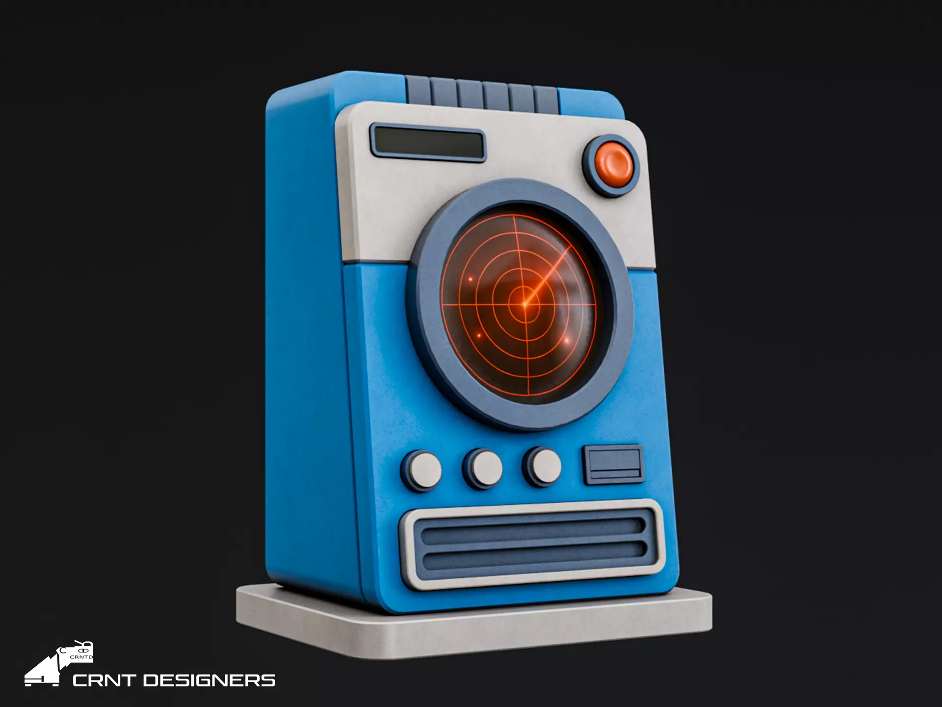 Retro Scifi Radar Device Low-poly 3D model_0